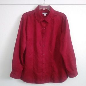 Wine Red Suede Button Down